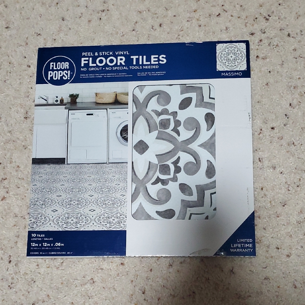 Massimo Gray and White Vinyl Floor Tiles